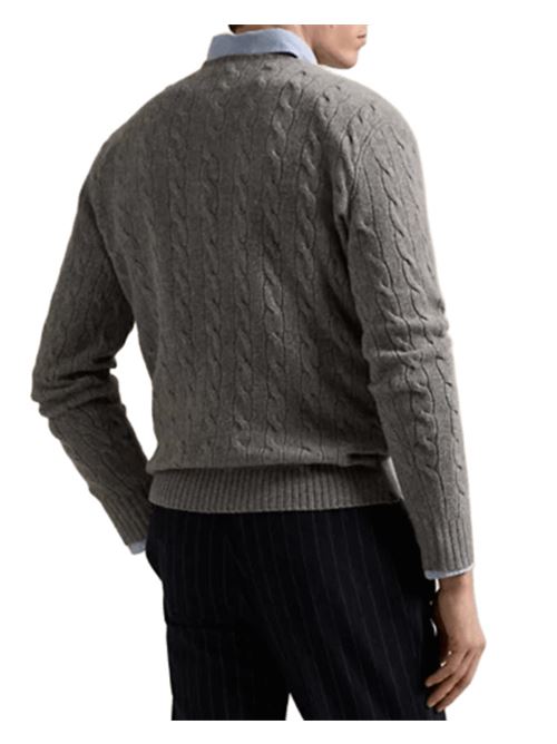 Maglia da uomo in misto lana e cashmere con lavorazione a trecce, colore grey POLO RALPH LAUREN | 710876762012